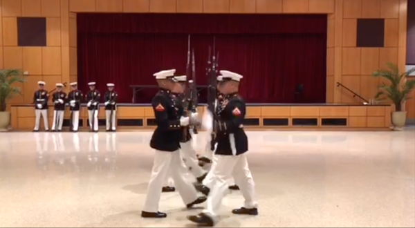 USMC Silent Drill Platoon Visits SJC