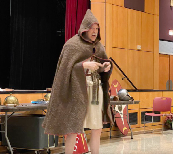 Blast from the past: Roman soldier visits SJC students